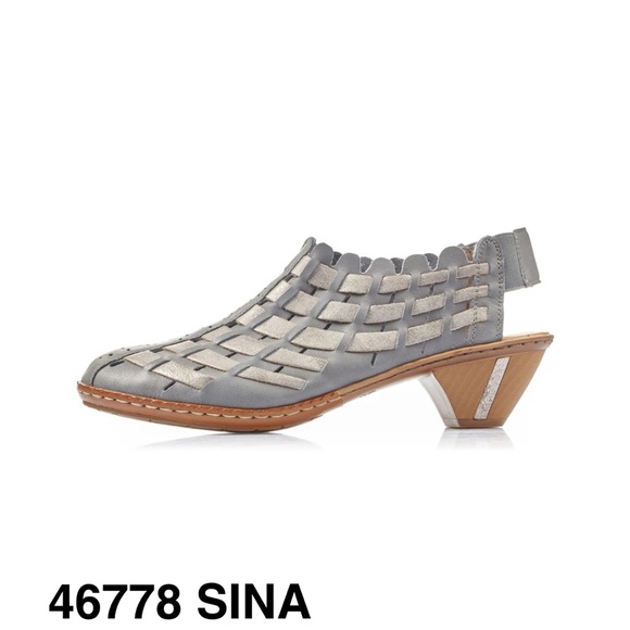 Rieker Sina 78 Woven Leather Anti Stress Closed Toe Slingback Pumps Size 39 NEW - Picture 7 of 8